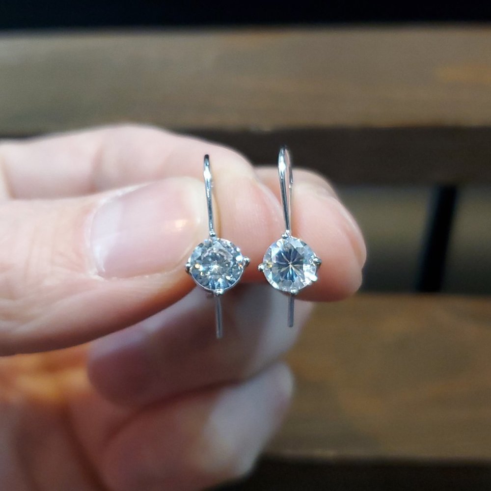 925 Sterling Silver Fancy Cubic Zirconia Gemstone Earrings